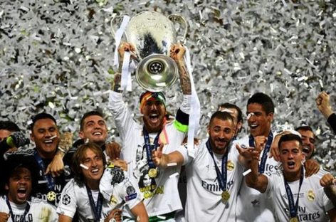 Real Madrid lift Champions League trophy after penalties